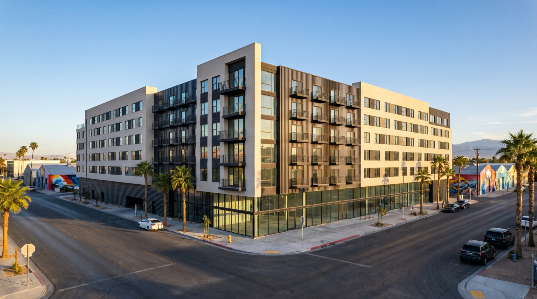 Visualization of a seven-story apartment and hotel building in Las Vegas